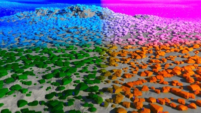 Colour of instanced rocks modified by the Choice: Anchor point (if instanced)