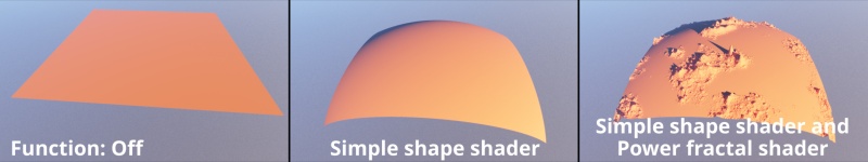Various shaders assigned to Function setting to displace the flat plane.