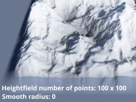 Heightfield resolution 100 x 100, Smooth radius = 0