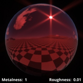 Metalness = 1 (metal), Roughness = 0.01