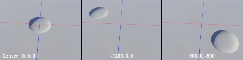 You can change the location of the crater via the Center setting.