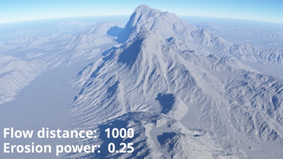 Flow distance = 1000, Erosion power = 0.25 (default)