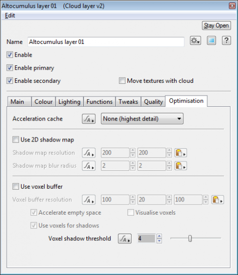 Cloud Layer v2 - Optimisation Tab