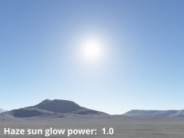 Haze sun glow power = 1.0 (default)
