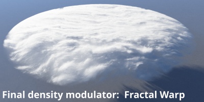 Fractal warp shader assigned to Final density modulator.