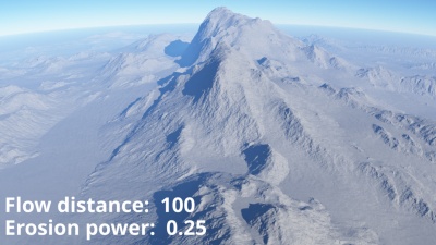 Flow distance = 100, Erosion power = 0.25 (default)