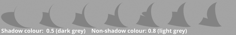 Shadow colour = dark grey, Non-shadow colour = light grey