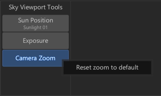 Right click on the Camera Zoom button to reset the camera zoom.