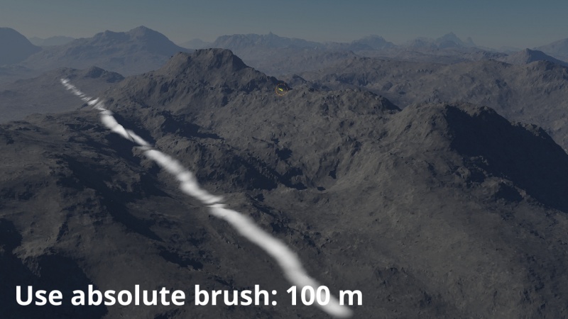 Use absolute brush = 100 metres