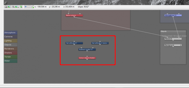 The blue function nodes added to the project via the Quick Node Palette.