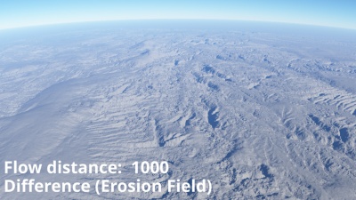 Difference (Erosion Field) Flow distance = 1000