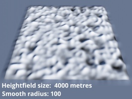 Heightfield size 4000 metres.  Smooth radius = 100.