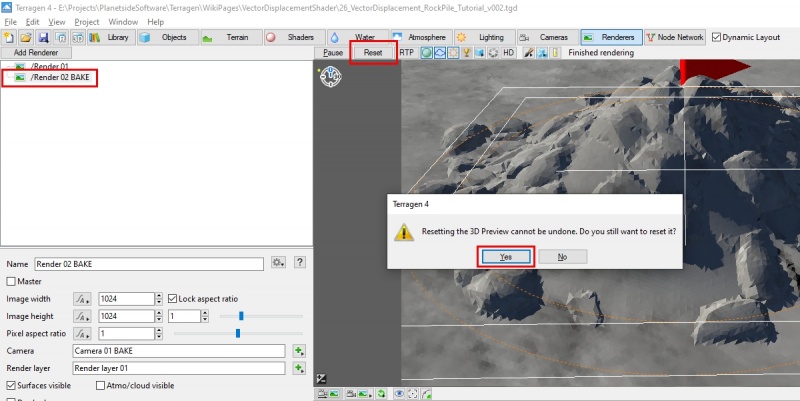 To switch between different render views, select a renderer and click the Reset button.
