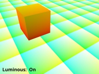 The Visualise tex coords node applied to ground and uv mapped cube object.  Repeat checked.