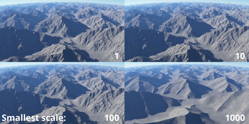 The Smallest scale value limits the amount of detail Terragen will calculate.