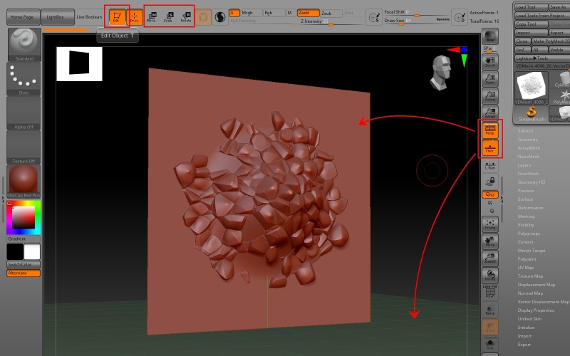 Once the Edit button is enabled, Zbrush sees the vector displacement image as a 3D editable mesh.
