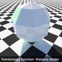 Translucency function using distance shader to limit effect to localized area.