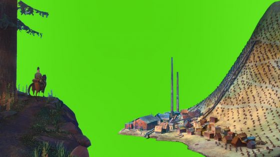 Green screen area indicates where Terragen content filled in the background