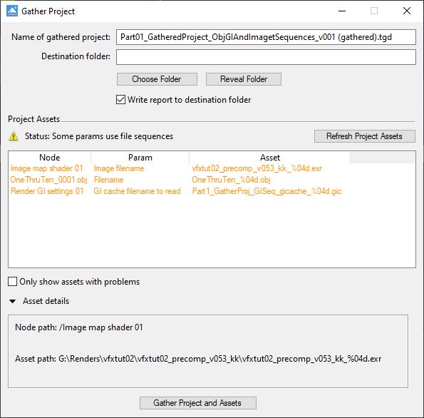 Terragen gathered project warnings.